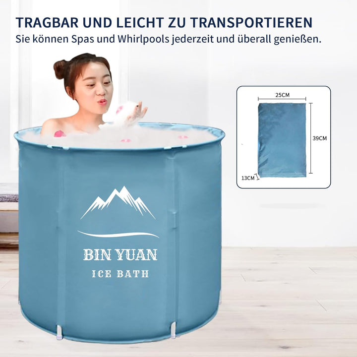Foldable Bathtub Adult Portable Bathtub 70 x 68 cm for Adults Round Foldable Plastic Bathtub for Spa