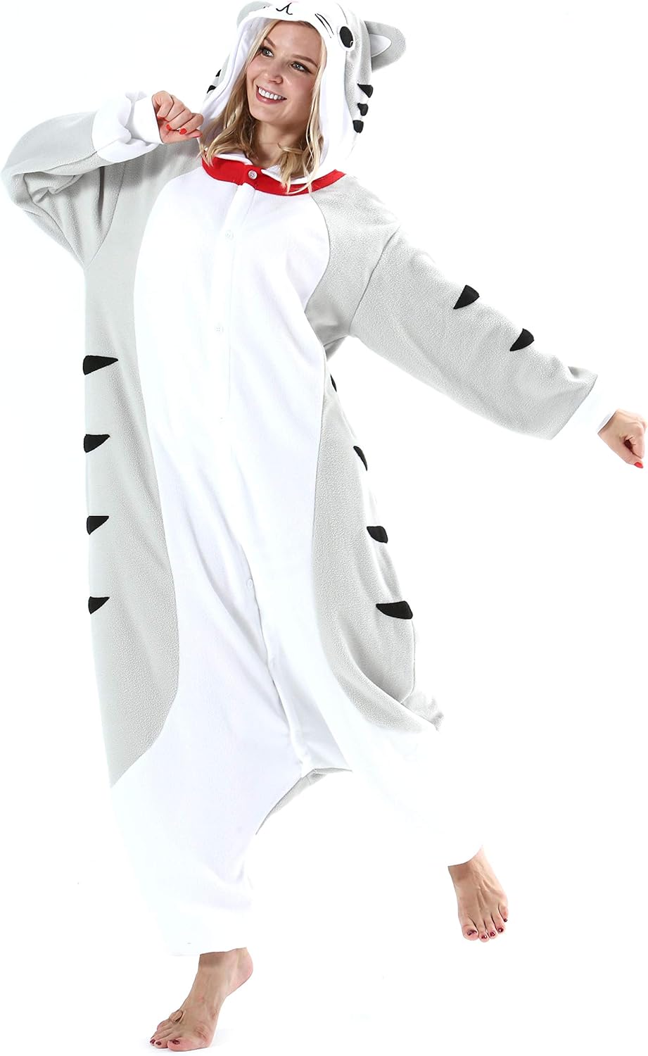ULEEMARK Damen Herren Jumpsuit Onesie Tier Fasching Halloween Kostüm Lounge Sleepsuit Cosplay Overal