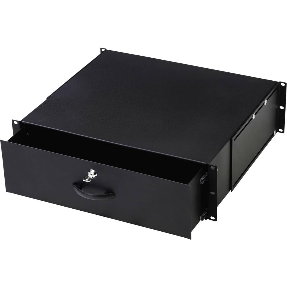 DIGITUS Professional 3HE Dokumentenablage / Schublade, 19" (485mm), abschliessbar, Schwarz Schwarz 3