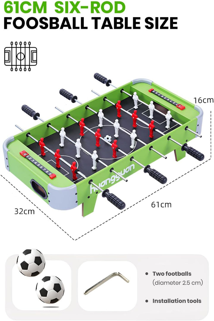 Mini Tischkicker 61cm, mit 2 Bällen und Punkteanzeige - Tischfussball für Kinder und Erwachsene Gesc