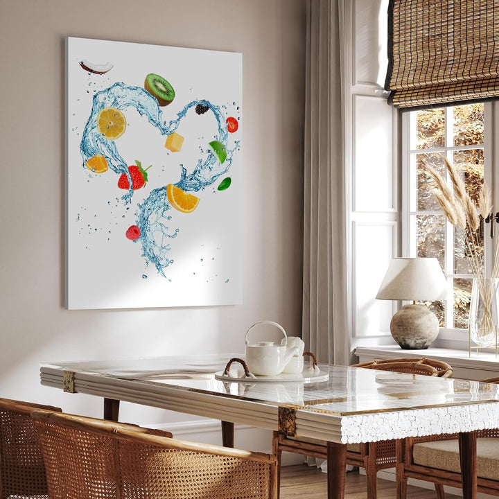 wandmotiv24 Obst & Gemüse als Leinwandbild, 60x45cm, Hochformat, Früchte & Wasser, Kiwi, Küche, Lebe