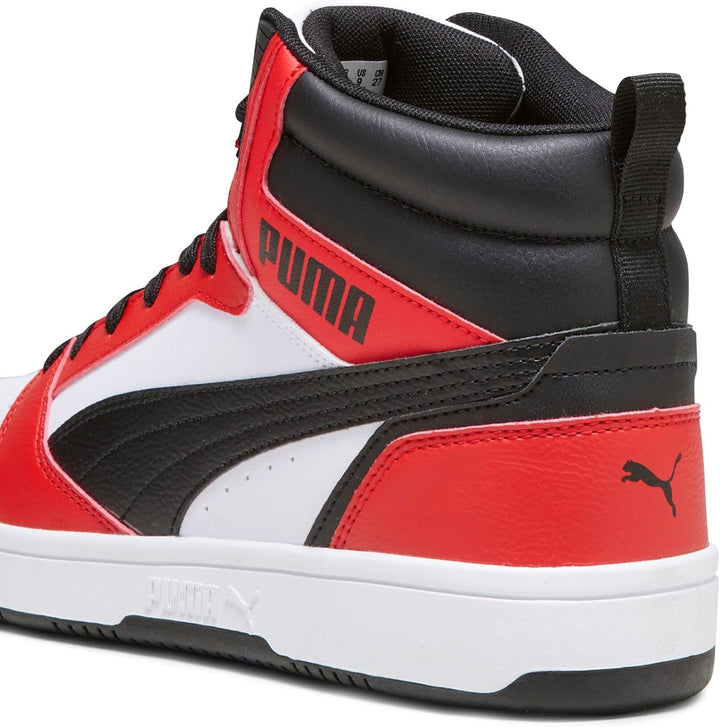 PUMA Unisex Rebound V6 Sneaker 43 EU Puma White Puma Black For All Time Red, 43 EU Puma White Puma B