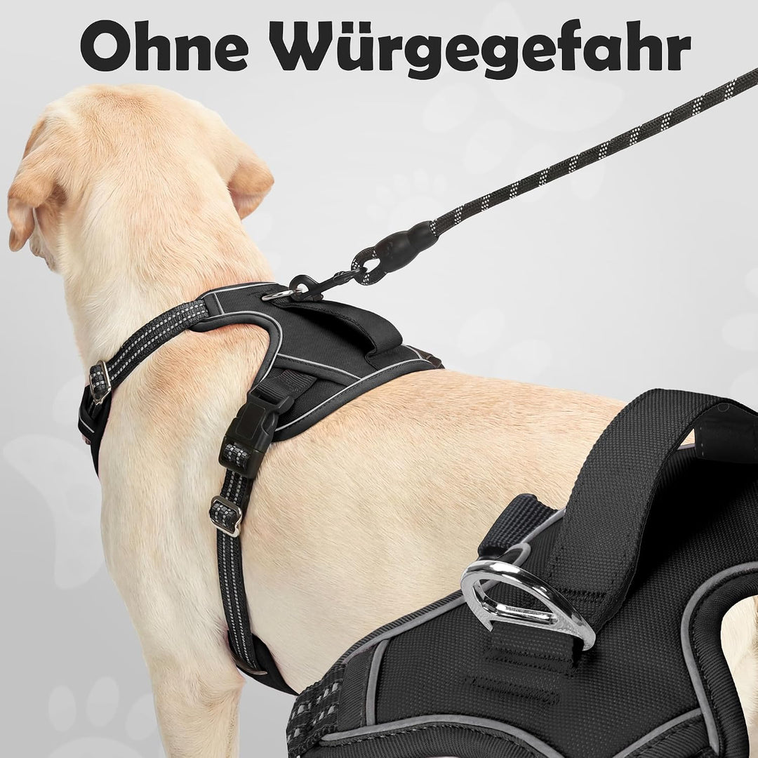 Funfox Hundegeschirr Mittelgrosse Hunde [M] - Verstellbares Anti-Zug Brustgeschirr mit Griff &amp; Refle