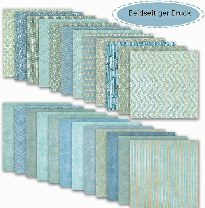 Scrapbooking Papier 24 Blatt, 30,5 x 30,5 cm, Doppelseitiges Muster Papierblock, Dekorpapier Set, Me