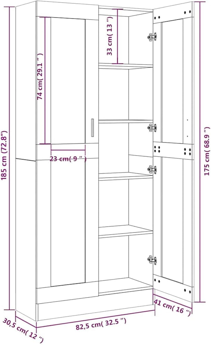 Vitrinenschrank Bücherschrank Aktenschrank Vitrine Schrank Büroschrank Standvitrine mit 5 Fächern Bü