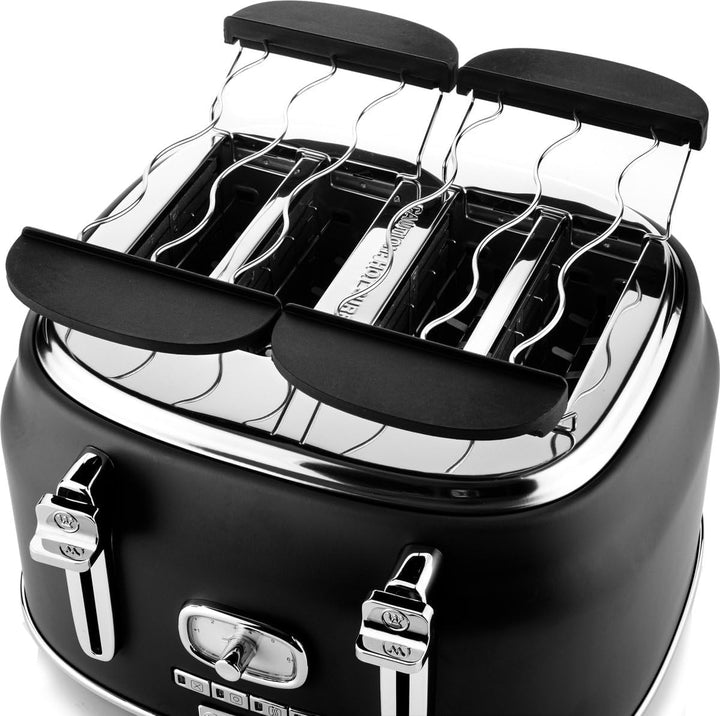 Westinghouse Retro Toaster 4 Scheiben, Abnehmbarer Brötchenaufsatz, 6 Bräunungsstufen, Brotzentrieru