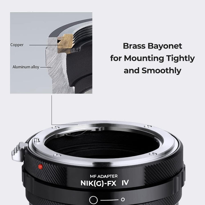 K&amp;F Concept Lens Mount Adapter NIK(G)-FX IV Manueller Fokus Kompatibel mit Nikon F (G-Typ) Objektiv