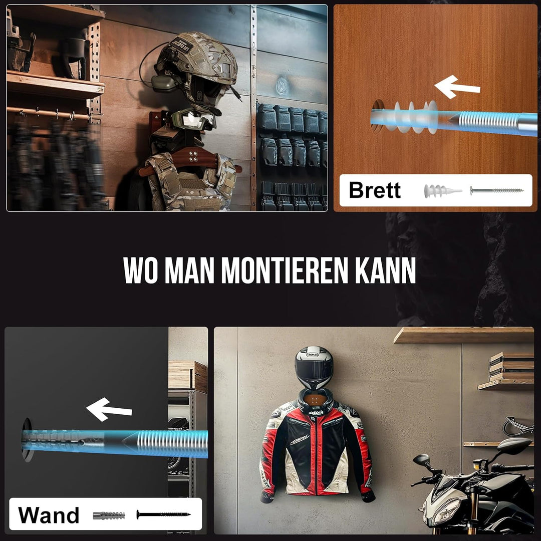OneTigris Helmhalterung Wand Ver. 2.0 – Stabile Motorrad-Garderobe & Westenhalter, Helm Halterung 80
