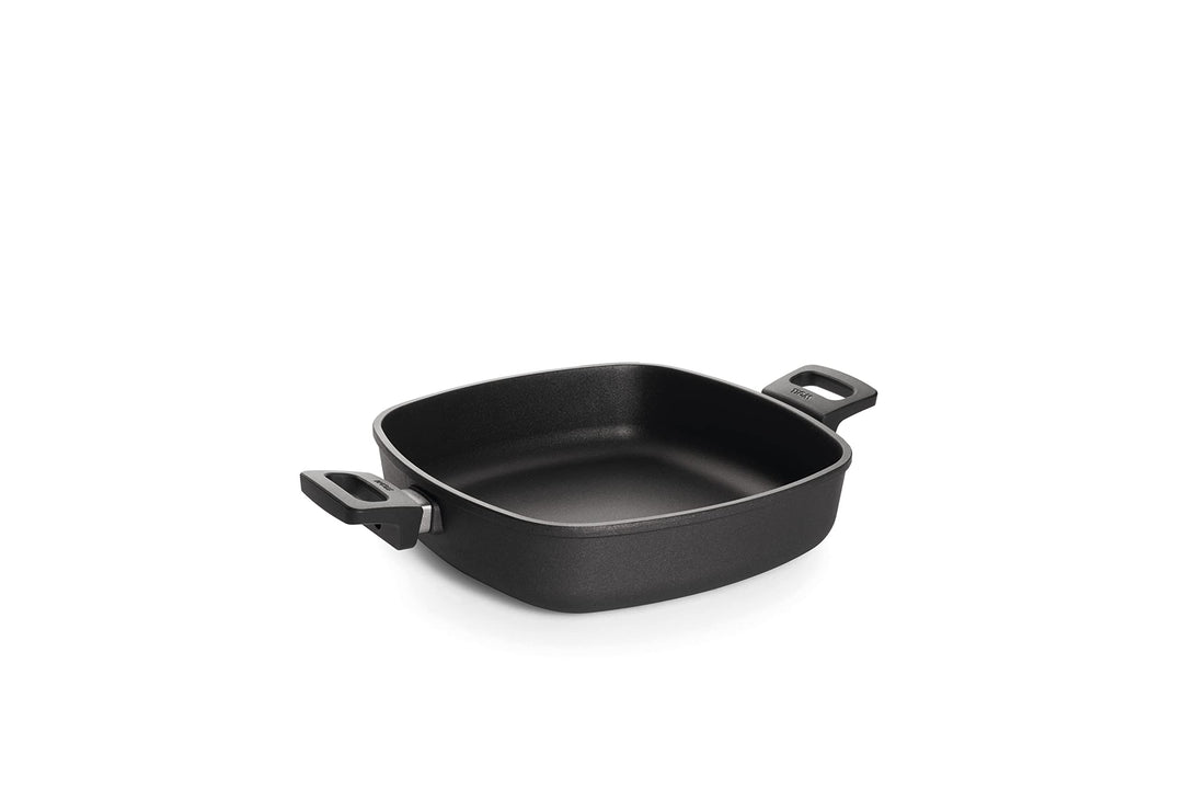 Woll Nowo Titanium Gusspfanne, viereckig, mit 2 Seitengriffen-Induktiv, 28 x 2 cm, 7 cm hoch-Geeigne