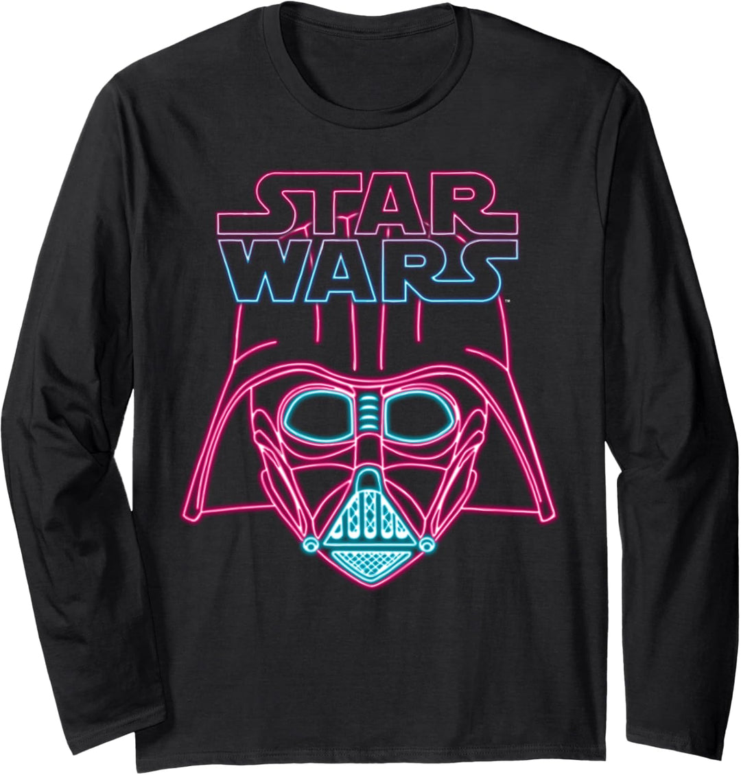 Star Wars Darth Vader Neon Outline Face Langarmshirt