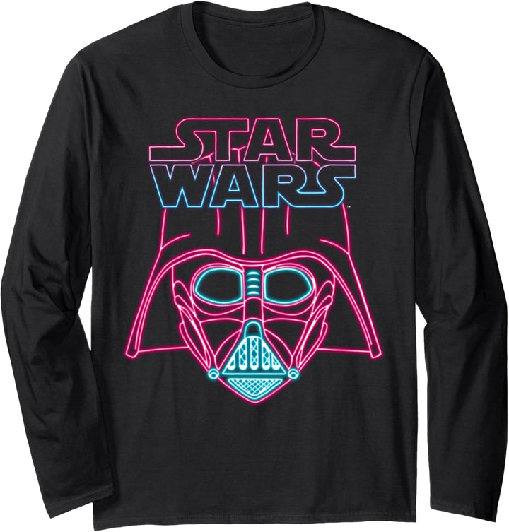 Star Wars Darth Vader Neon Outline Face Langarmshirt