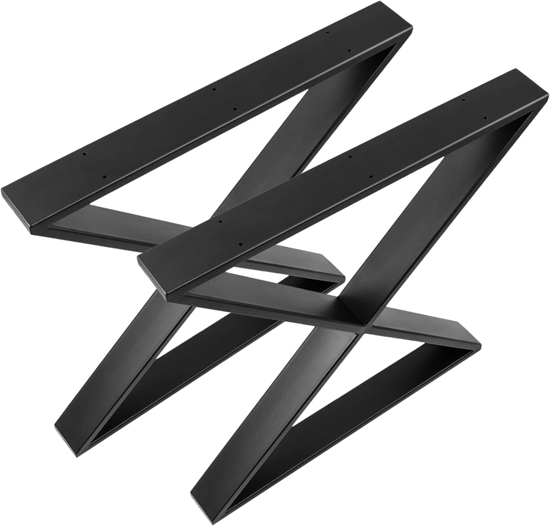 PrimeMatik - Tischbeine in 'X' aus Stahl 680 x 80 x 710 mm 2-Pack mit horizontaler Basis