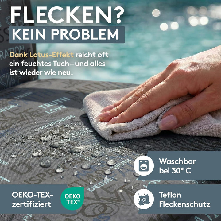 LILENO HOME Gartenstuhl Auflagen als [1er Set - Hochlehner] in Letters Anthrazit - Bequeme Liegen al