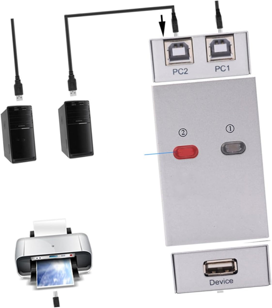 Tofficu USB Printer Sharer und Scanner Selector Automatischer Port USB Sharing ohne Kabel Langlebige