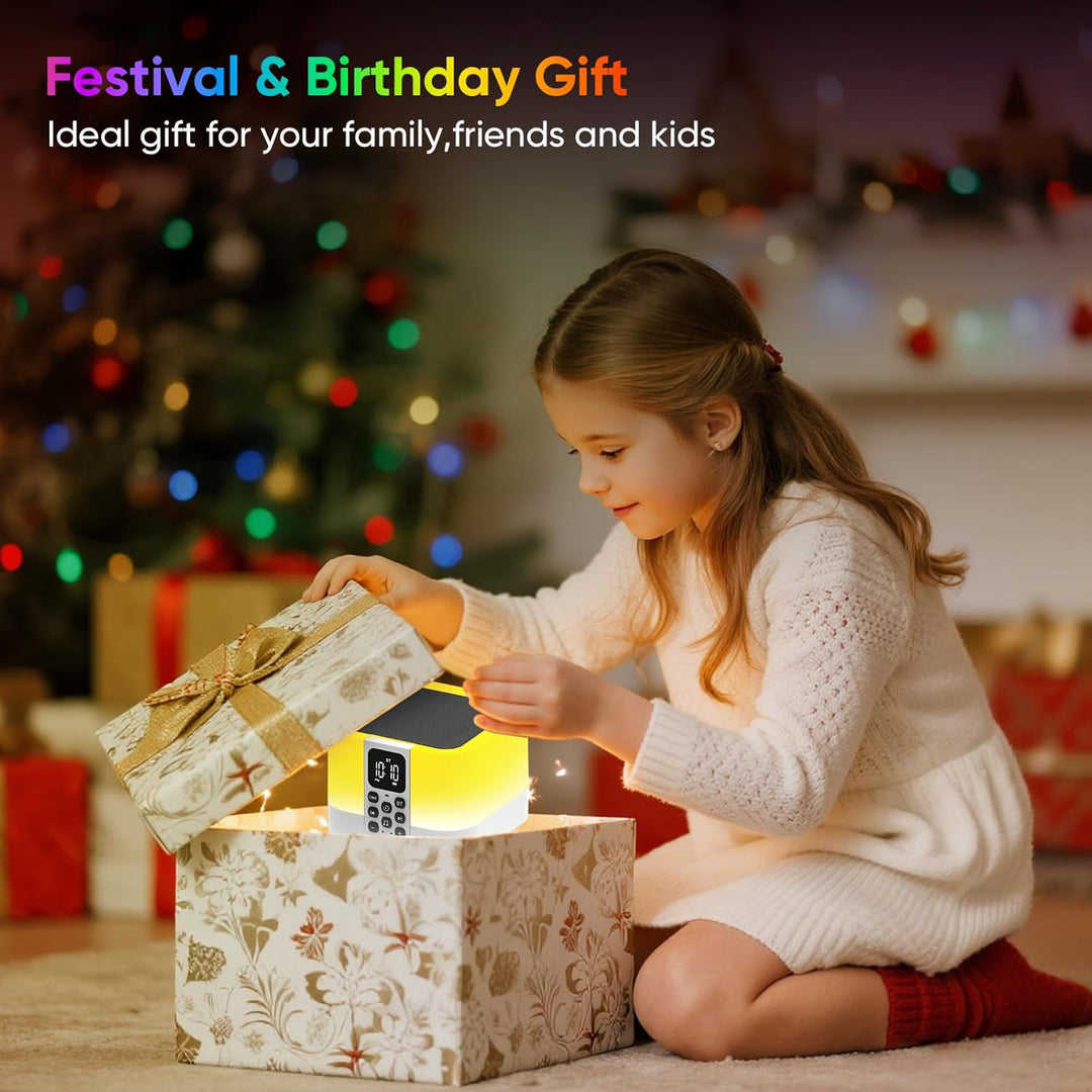 Bluetooth Lautsprecher mit Nachttischlampe Touch Dimmbar, Wecker Digital, White Noise Machine Baby &