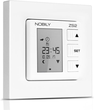 NOBILY Rolladen Zeitschaltuhr ZS2 mit Astro-Funktion inkl. Zwischenrahmen für Merten M Rolladenzeits