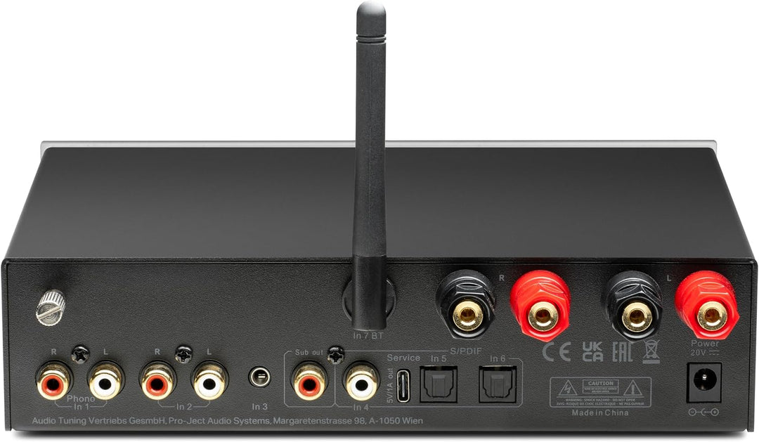 Pro-Ject Stereo Box E, Kompakter integrierter Hi-Fi-Stereo-Verstärker mit BT 5.0, Subwoofer Ausgang,