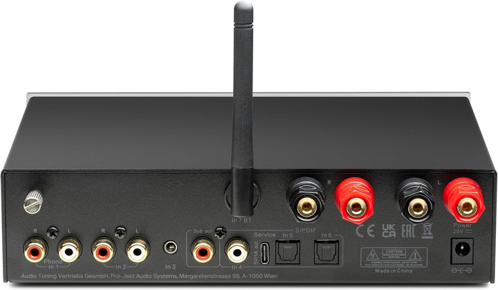 Pro-Ject Stereo Box E, Kompakter integrierter Hi-Fi-Stereo-Verstärker mit BT 5.0, Subwoofer Ausgang,