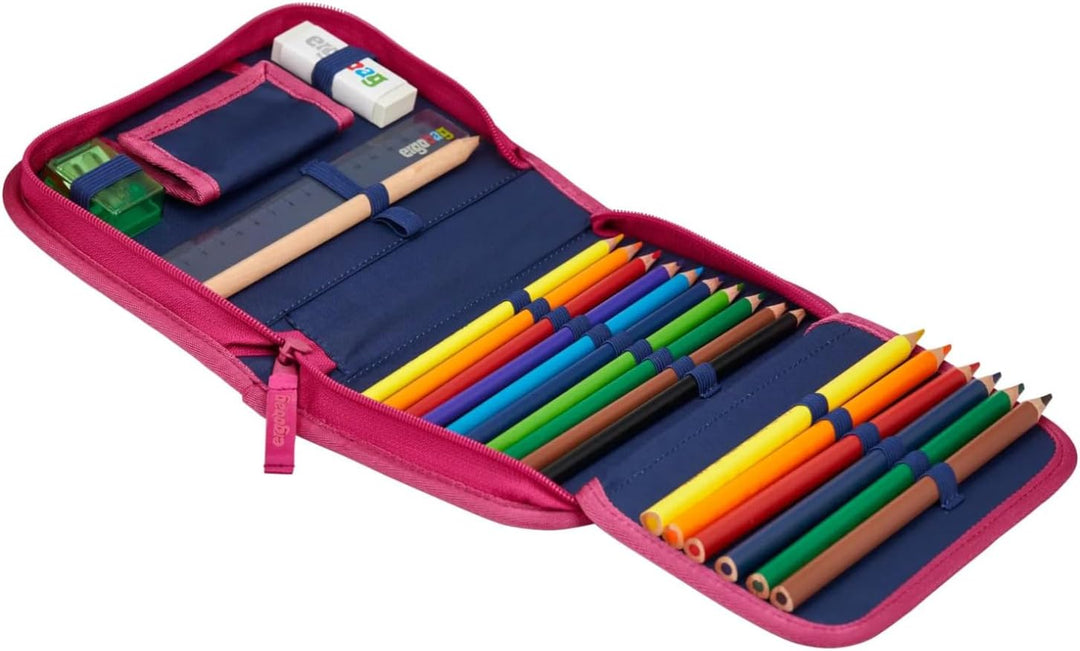ergobag Federmäppchen Set 22-teilig, Lyra Buntstifte, Stundenplan-Fach, Kleingeld Fach, Lineal Mondz