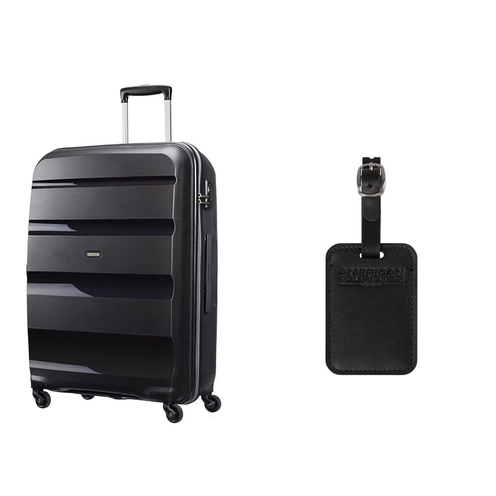 American Tourister Bon AIR Spinner L Koffer 75 cm schwarz mit Kofferanhängern, black Schwarz L (75 c