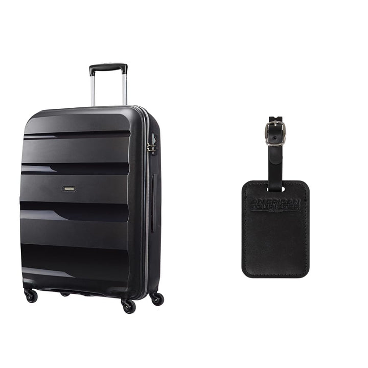 American Tourister Bon AIR Spinner L Koffer 75 cm schwarz mit Kofferanhängern, black Schwarz L (75 c