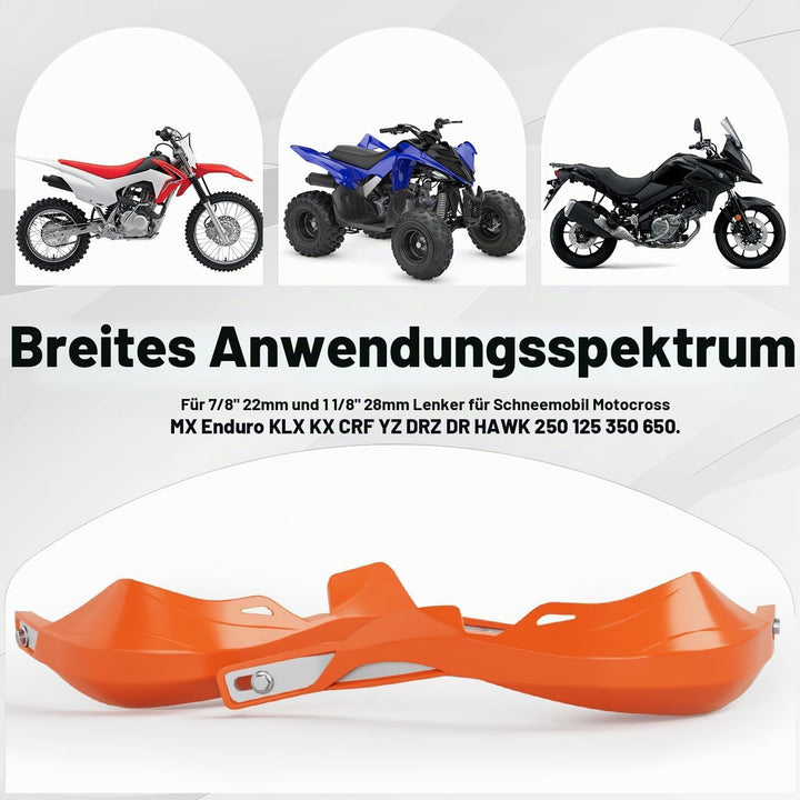 JFG Racing Universal-Handschutz für Motorräder, Dirt Bike, Handschutz für 22 mm / 28 mm Lenker Orang