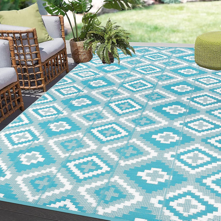 Enyhom Gross Aussenteppich 180 x 270 cm, Robuster Flachgewebe Kunststoff Picknickdecke, Wendbarer UV