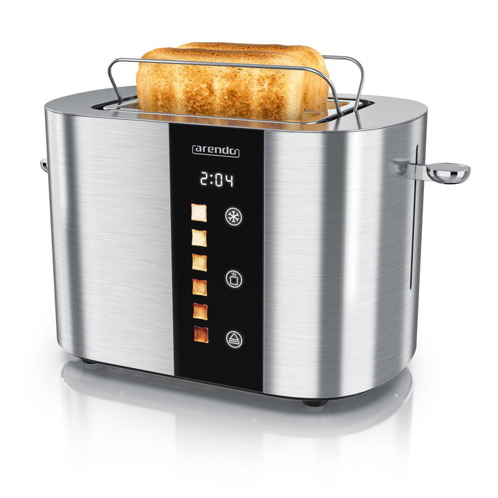 Arendo - Edelstahl Toaster 2 Scheiben - Touchscreen – Doppelwandgehäuse – 800 W – Integrierter Brötc