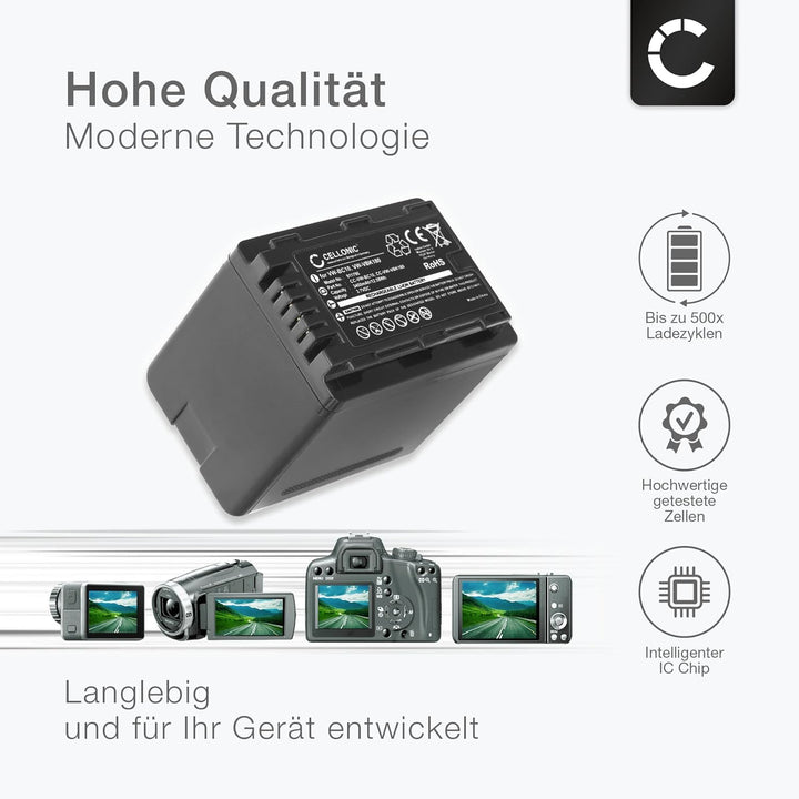 subtel® Kamera Ersatzakku VW-BC10 VW-VBK180 VW-VBK360 VW-VBL090 für Panasonic HDC-SD40 SD80 SD66 SD9