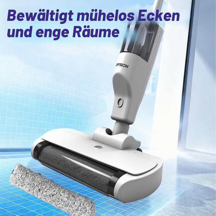 Wischsauger Kabellos mit Akku, Elektrisch Nass Trockensauger mit Wischfunktion, USB Aufladbar, Boden