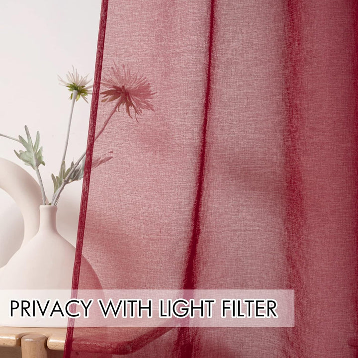 MIULEE Sheer Voile Vorhang Weihnachtsdeko mit Ösen Transparente Optik Gardine Ösenvorhang Ösenschal