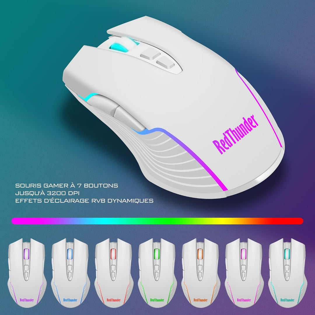 RedThunder K10 Set mit Tastatur und Maus, kabellos, Gaming-Tastatur, Hintergrundbeleuchtung, französ