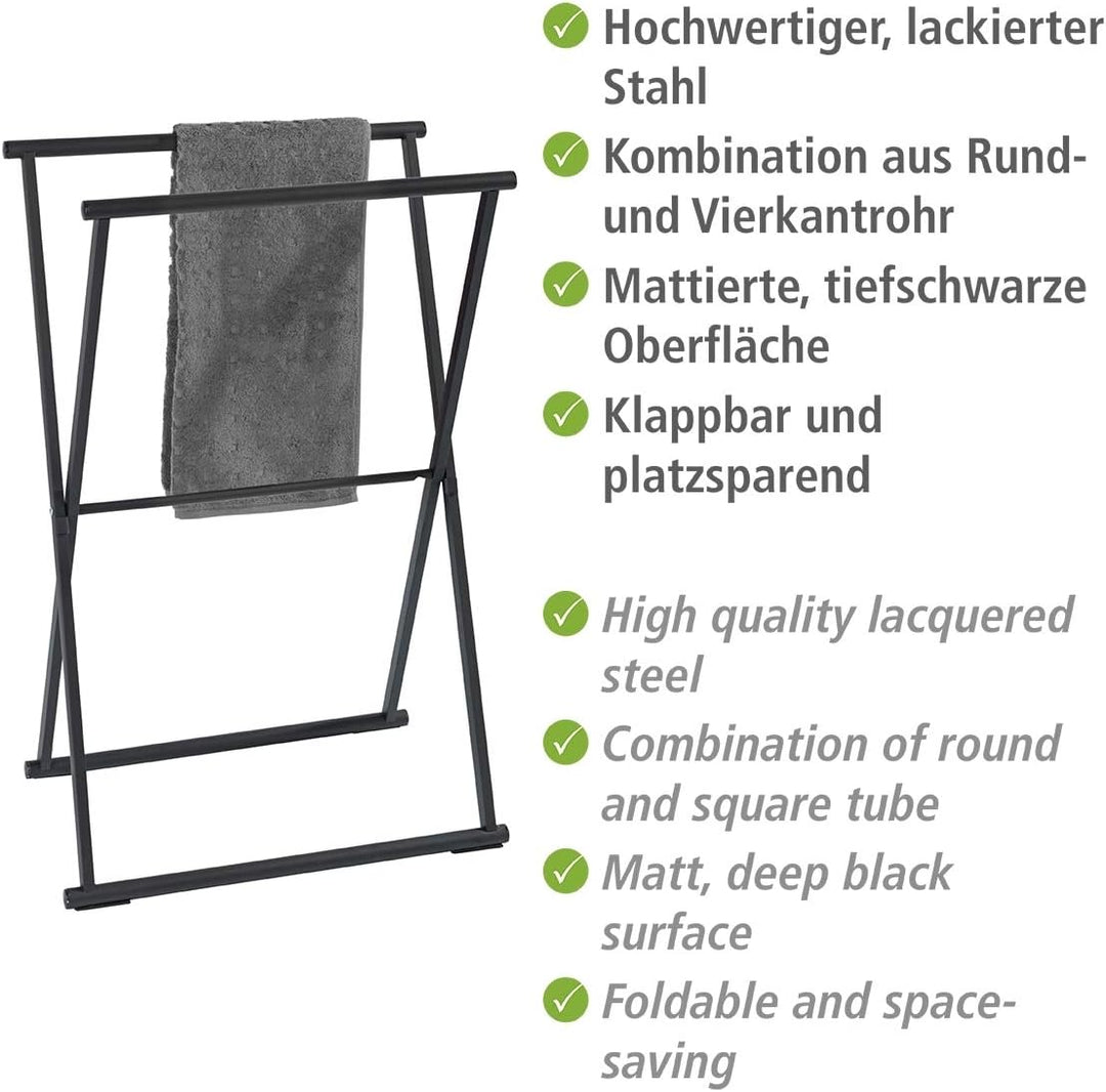 WENKO Handtuchständer Lava Schwarz matt, Masse (B x H x T): 53.5 x 80.5 x 35 cm, Schwarz