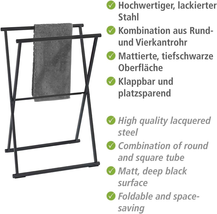 WENKO Handtuchständer Lava Schwarz matt, Masse (B x H x T): 53.5 x 80.5 x 35 cm, Schwarz