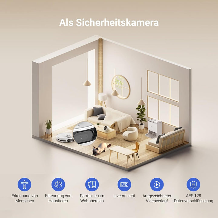 EZVIZ Saugroboter mit Wischfunktion und Absaugstation, 7200 Pa, Zero Tangle Bürste, Vielseitiger Tep