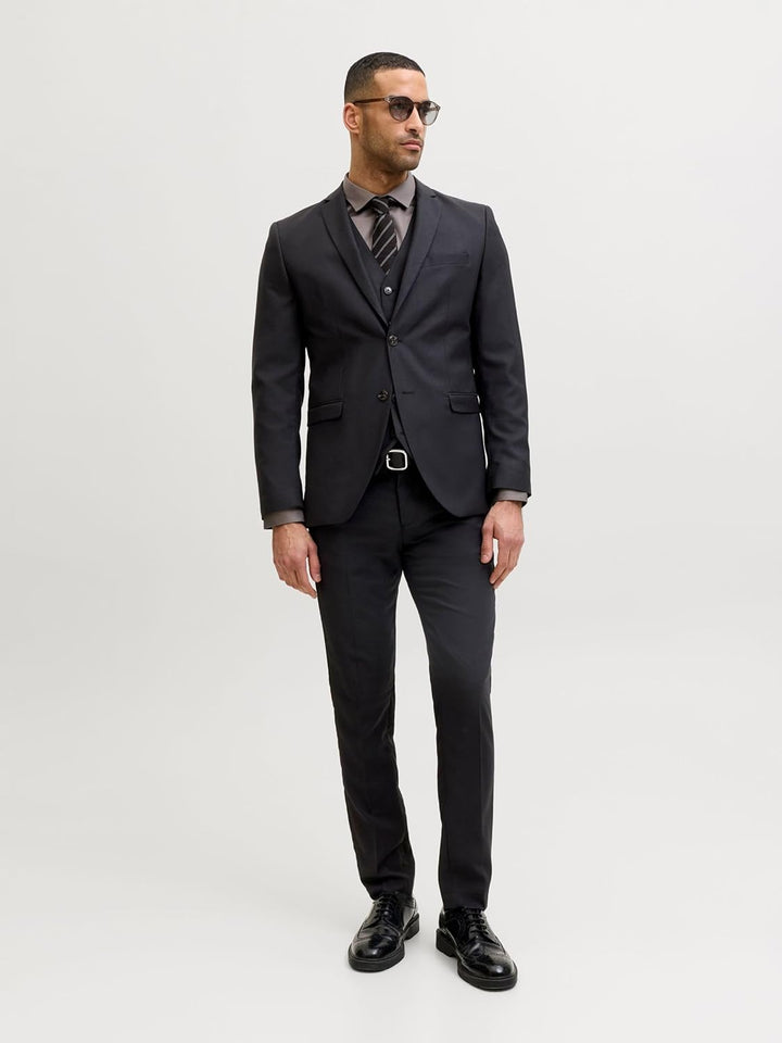 JACK & JONES Male Einreihiger Blazer und Hose JPRSOLARIS Slim Fit Anzug 46 Schwarz, 46 Schwarz