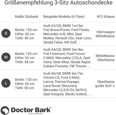 Doctor Bark 3-Sitz-Autoschondecke für die Rückbank - All-Side Schutz - passend für alle Kombis und S