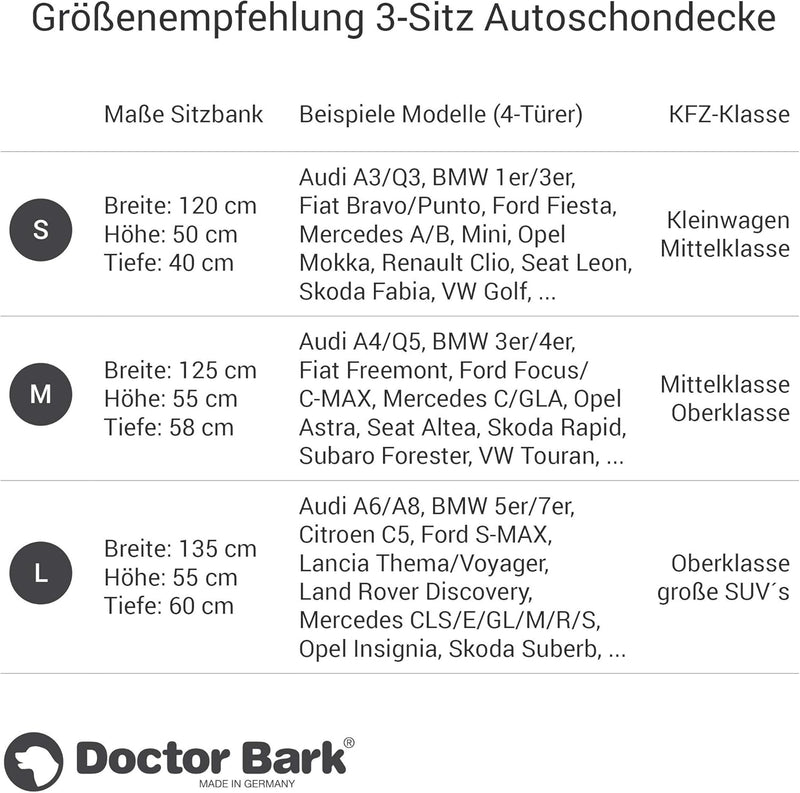 Doctor Bark 3-Sitz-Autoschondecke für die Rückbank - All-Side Schutz - passend für alle Kombis und S