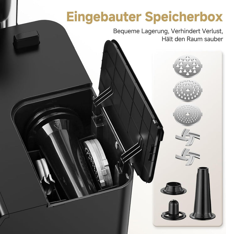 AAOBOSI Fleischwolf Elektrisch [3000W MAX] mit LED-Display,3 Geschwindigkeiten,Fleischwolf mit Anti-
