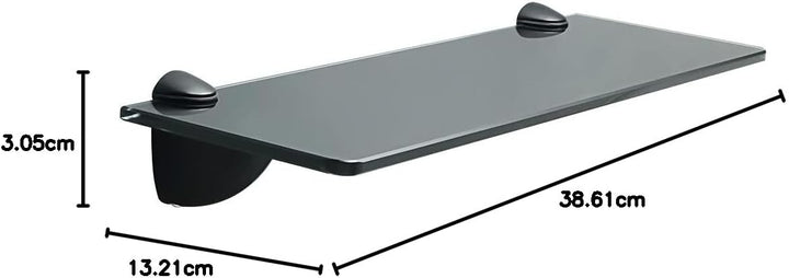 Glasregal Set,Zinklegierung Glashalter + 38x13CM Glasplatte Gehärtetes - Wandmontage mit Glashalter