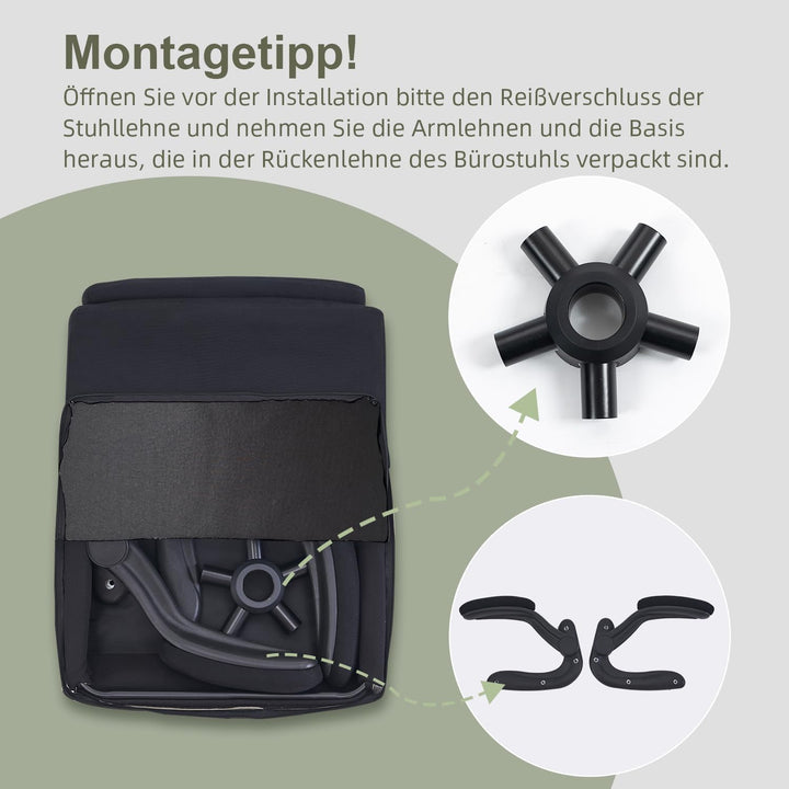 CASTLOVE Ergonomischer Bürostuhl - Schreibtischstuhl mit Rückenlehne - Hochklappbare Armlehne - Hohe