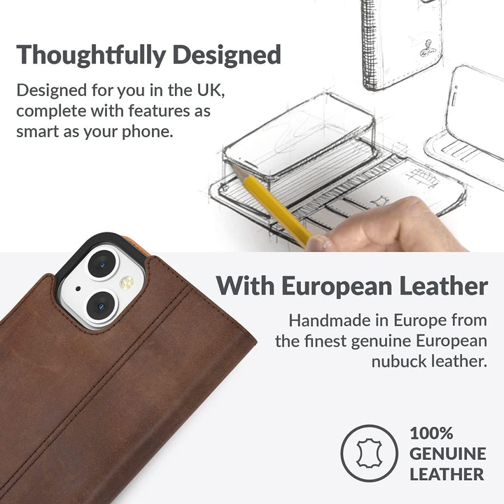 Snakehive iPhone 13 Mini Hülle Leder - Stylische Handyhülle mit Kartenhalter &amp; Standfuss - Handyhüll