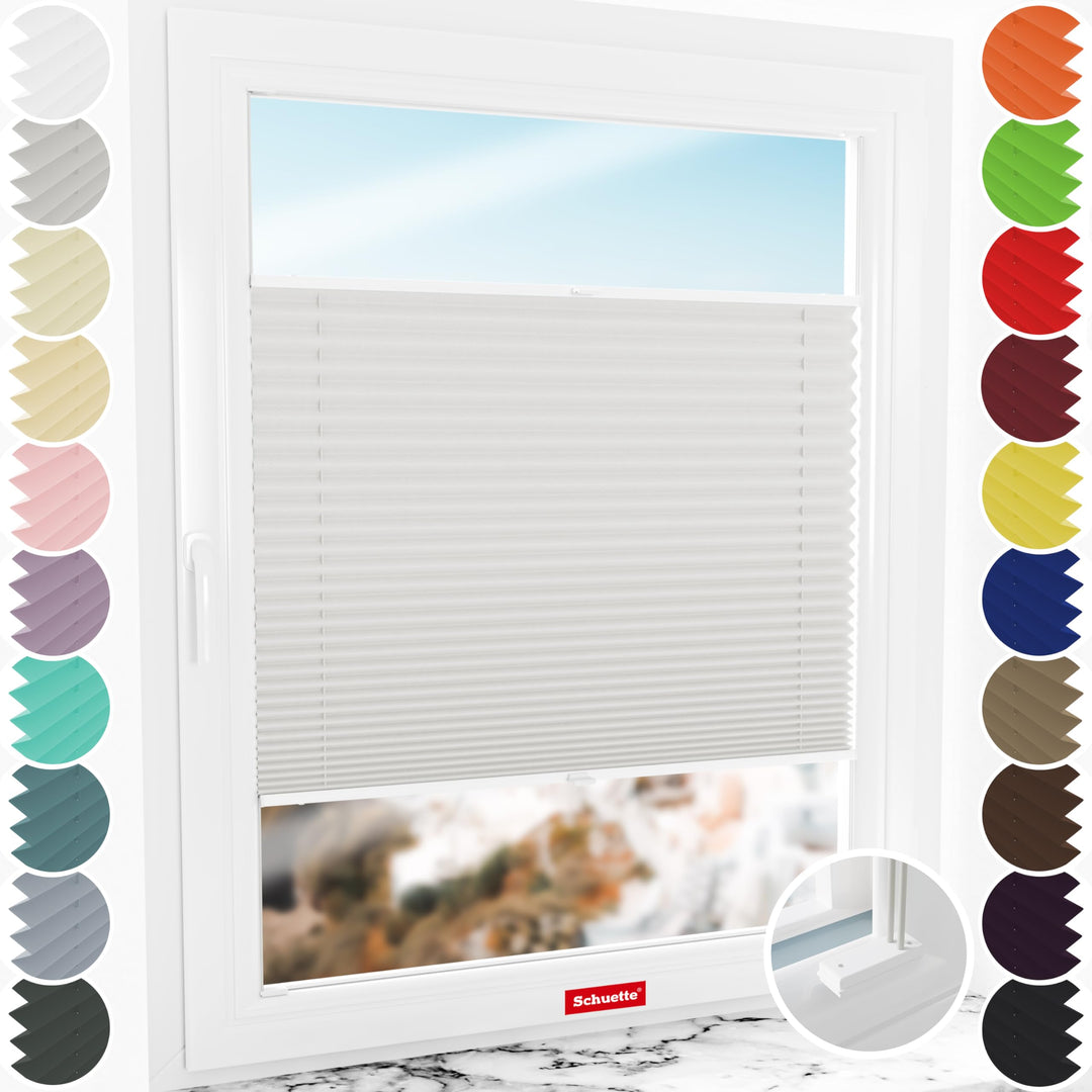 Schuette® Plissee mit Bohren zum Anschrauben ● Premium Kollektion: A Way Home (Silber) ● 50x100cm (B