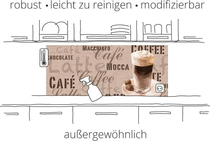 ARTland Spritzschutz Küche aus Alu für Herd Spüle 70x65 cm (BxH) Küchenrückwand mit Motiv Fliesenmus