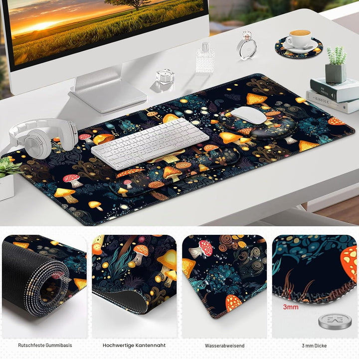 Gaming-Mauspad, grosse Schreibtischunterlage, niedlicher Schreibtischunterlage, 4-in-1 XXL-Mauspad +