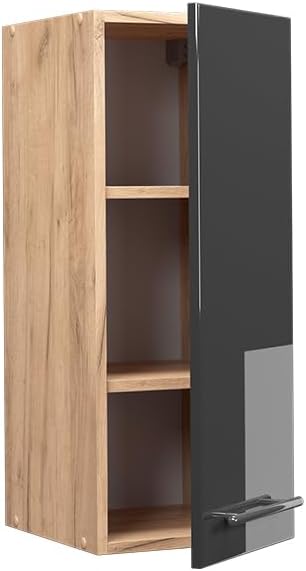 Vicco Hängeschrank Fame-Line, Anthrazit Hochglanz/Goldkraft Eiche, 30 cm Hängeschrank 30 cm Anthrazi
