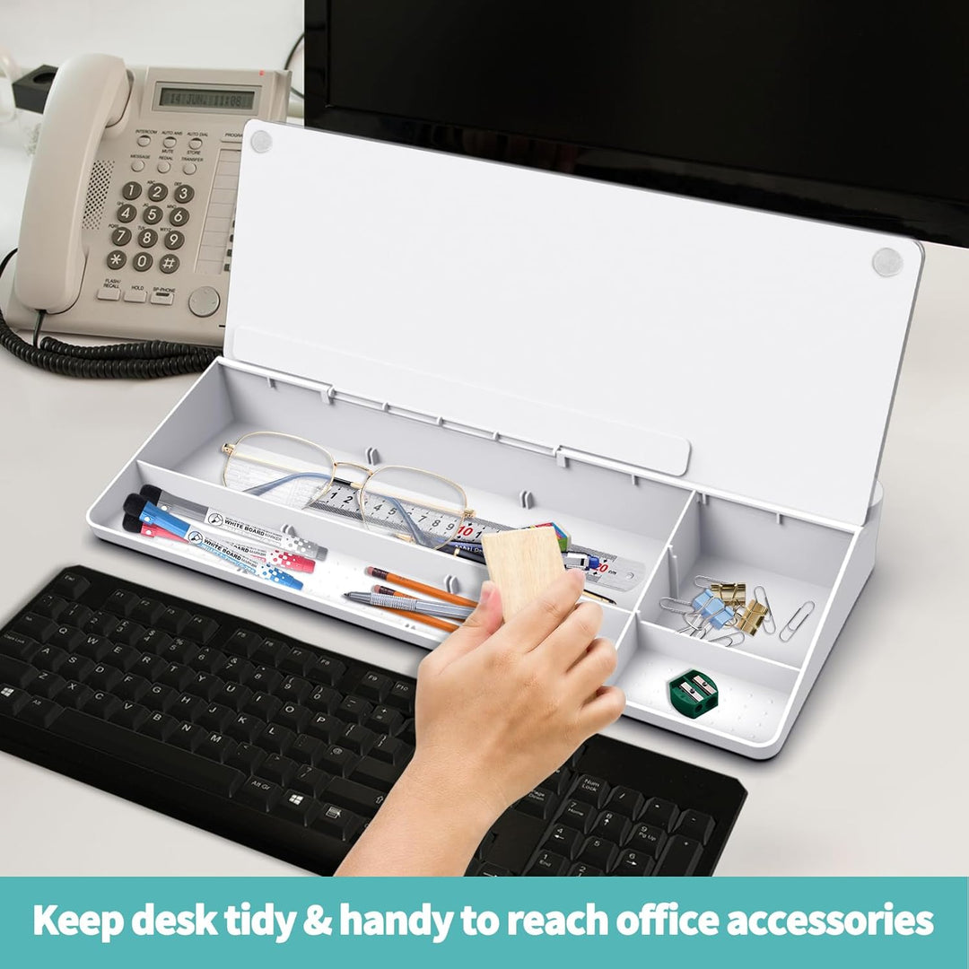 Schreibtisch Desk Organizer Whiteboard - Für kurze Notizen & Erinnerungen, Aus weissem Glas mit Schu