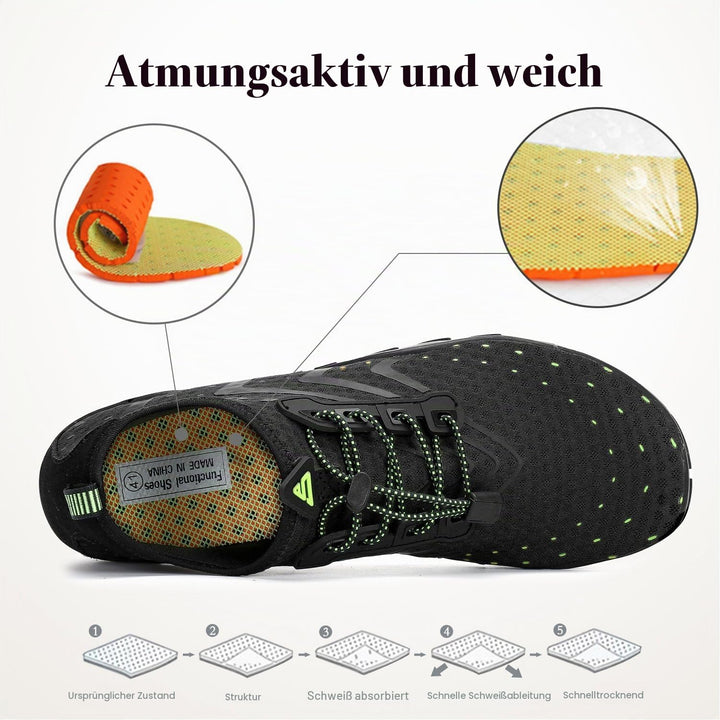 SAGUARO Unisex-Erwachsene Badeschuhe Atmungsaktiv Dicke Sohle Gr.36-46 42 EU Reines Schwarz, 42 EU R