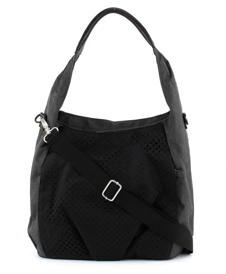 LÄSSIG Baby Wickeltasche Babytasche Stylische Tasche inkl. Wickelzubehör/Casual Hobo Bag Black Schwa