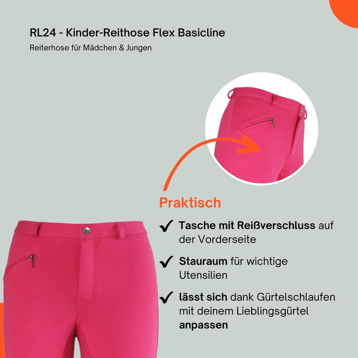 RL24 - Kinder-Reithose Flex Basicline | Vollbesatz-Reitleggings für Mädchen & Jungen | hautfreundlic